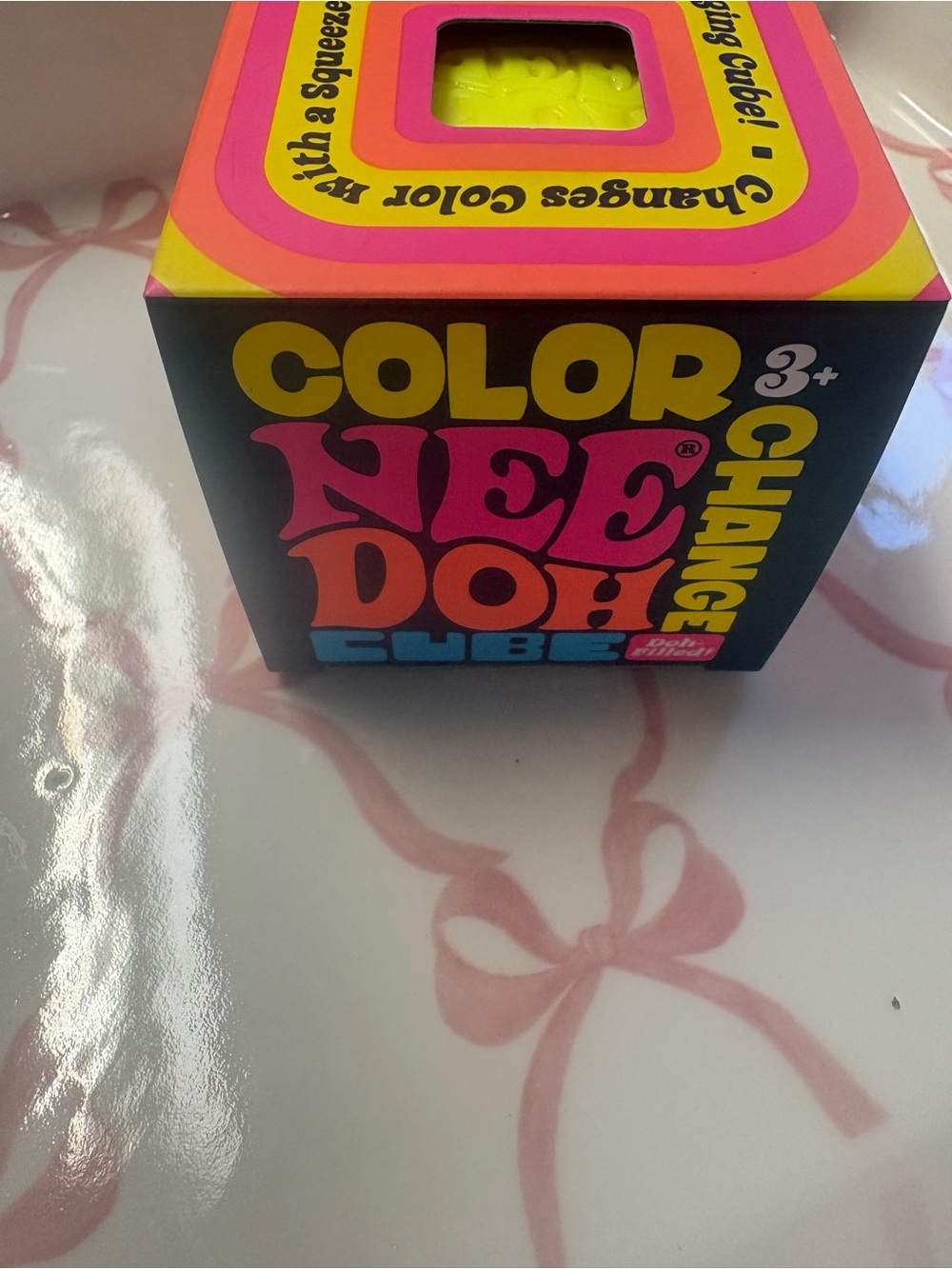 Needoh Yellow Color-Changing Squeeze Cube - Picture 2 of 5